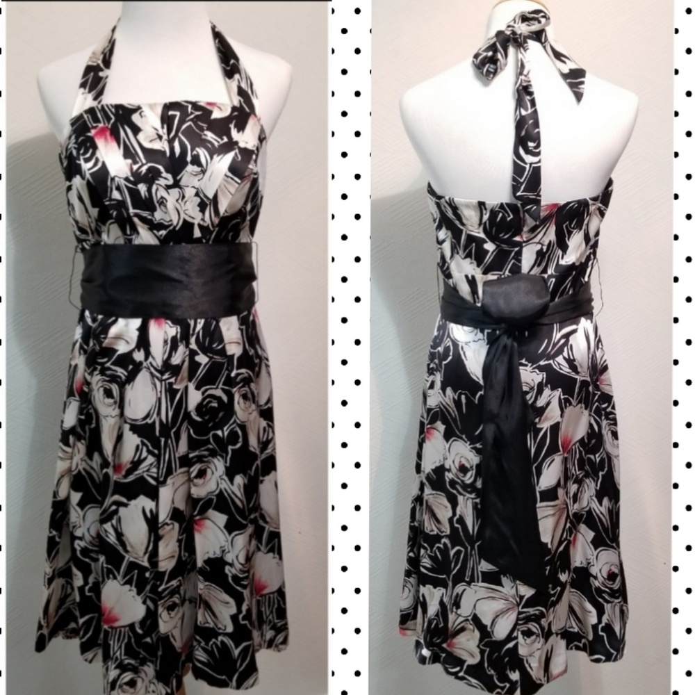 White House Black Market Silk Halter Floral Dress